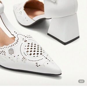 Elegant White Women's Block Heel Shoes